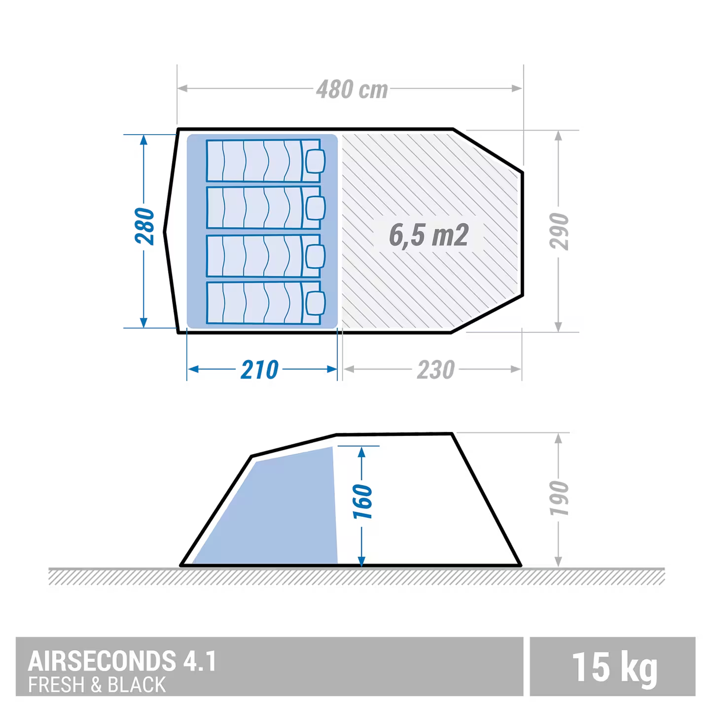 Inflatable camping tent - Air Seconds 4.1 F&B - 4 persons - 1 bedroom
